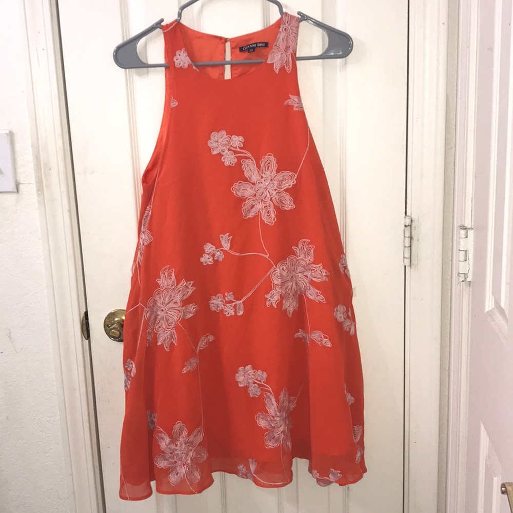 Gianna Bini Bright Orange Floral Dress